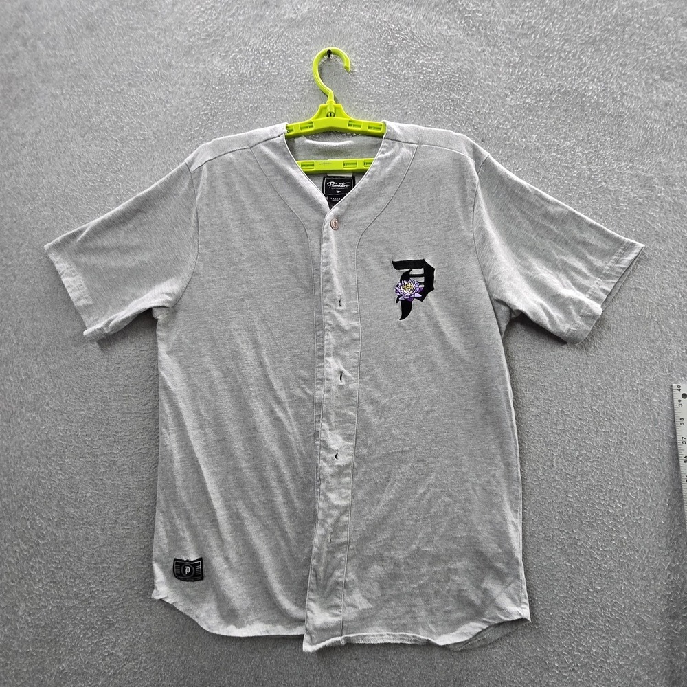 Primitive Skateboarding Men Jersey L Gray Embroidered Flower‎ Baseball